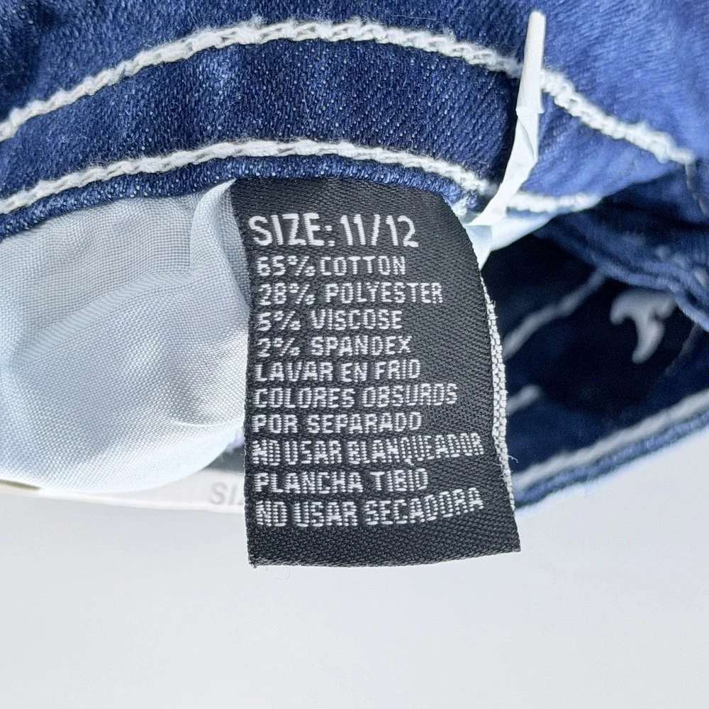 SKY‎ Premium Collection Supersoft Flare Jeans Womens 11/12 Blue Rhinestone Cross
